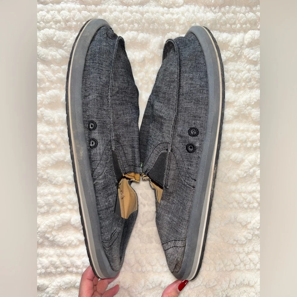 Sanuk Men's Charcoal Gray Slip-On Canvas Loafers Sz 12